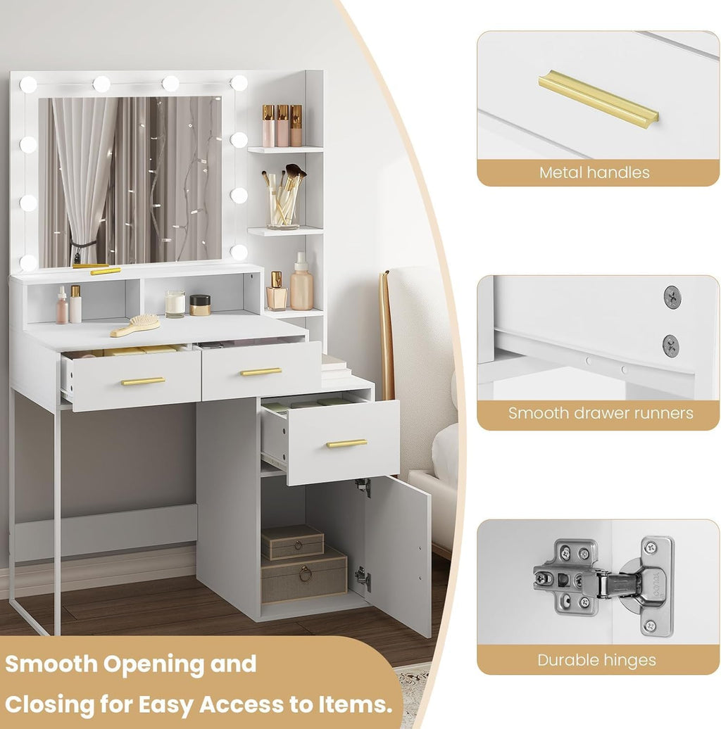 WOLTU Dressing Table with LED Lights
