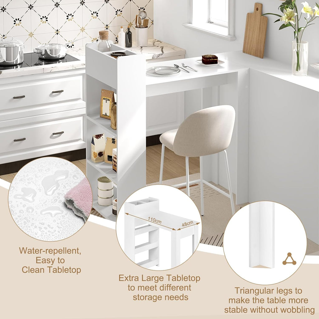 WOLTU Bar Table with 3 Open Shelves