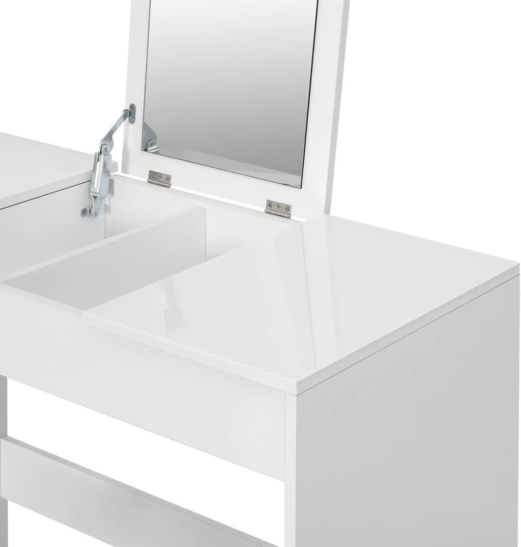 WOLTU dressing table with a flip-up mirror and matching stool