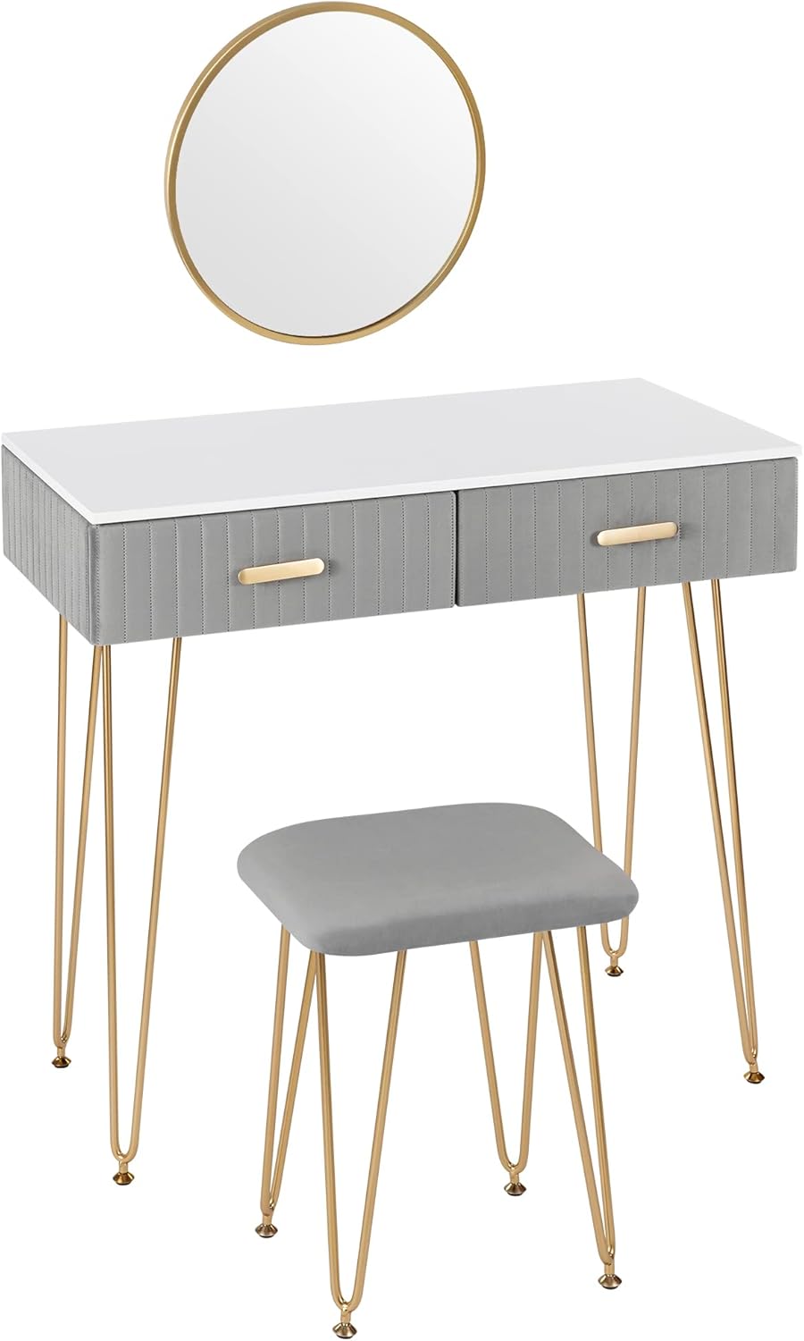 WOLTU Vanity Table with Stool Mirror