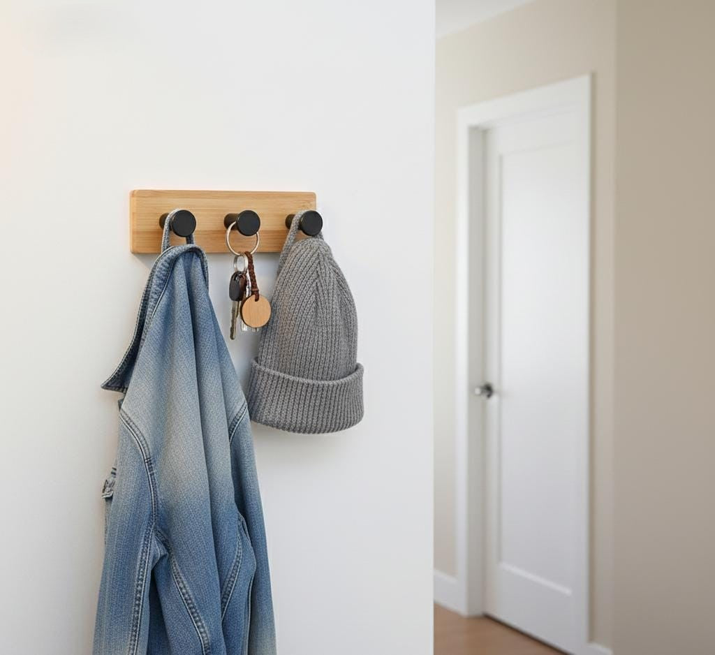 Wooden Wall Hook Rack with Pegs
