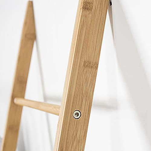 Bamboo Saving Space Leaning Blanket Rack with Basket