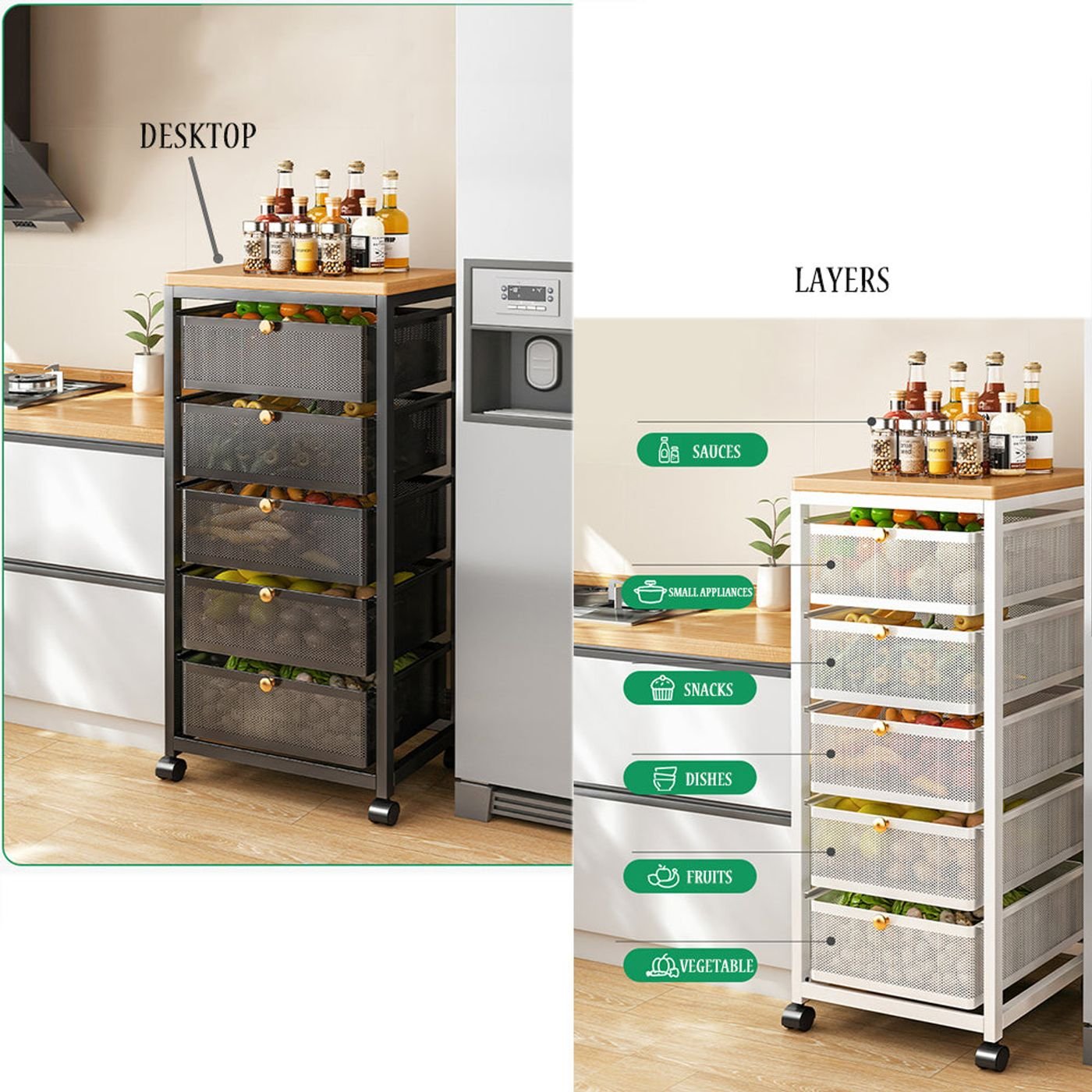 Mesh Storage Organizer with Pull-Out Baskets