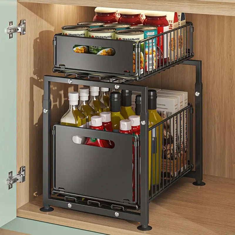 2-Tier Sliding Cabinet Organizer