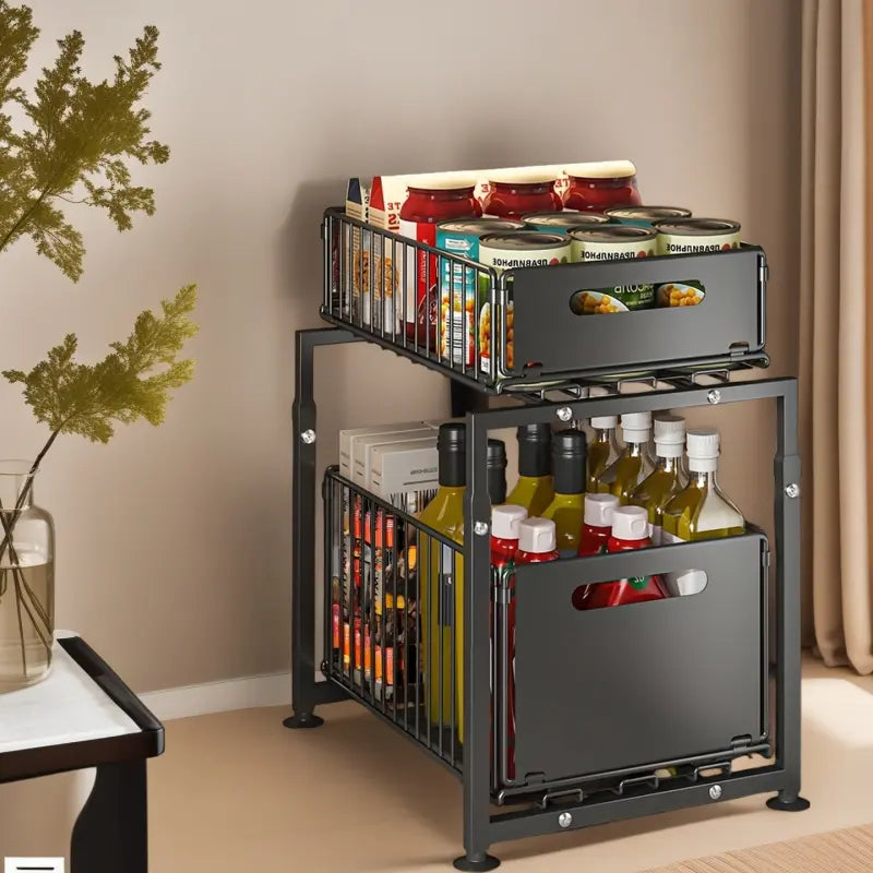 2-Tier Sliding Cabinet Organizer