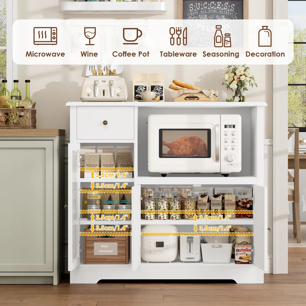 Microwave Cabinet with Hutch