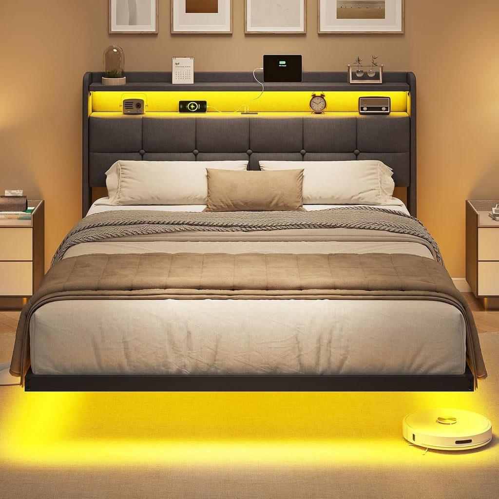 Floating Bed with LED Lighting