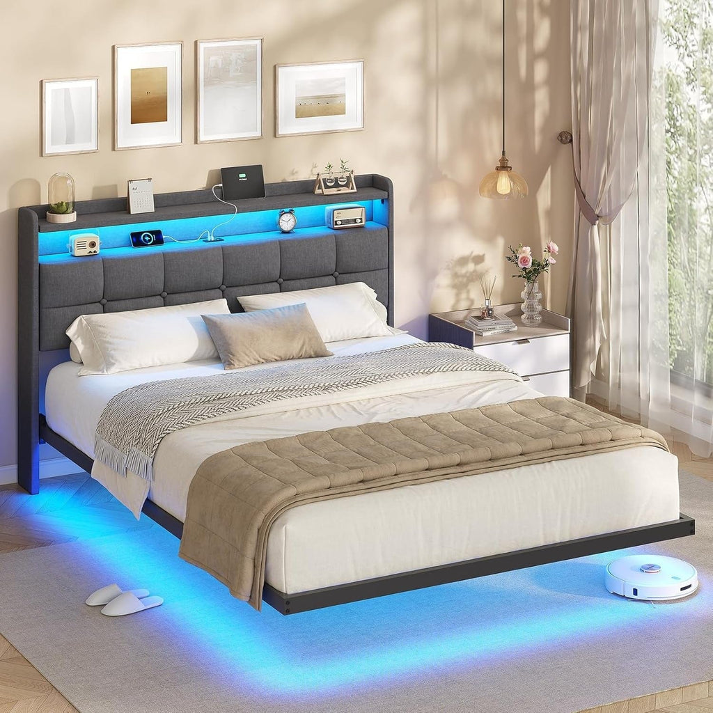 Floating Bed with LED Lighting