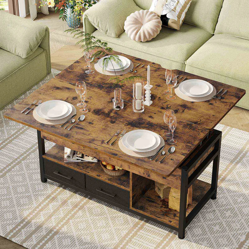 3‑in‑1 Lift‑Top Coffee Table with Storage Shelf