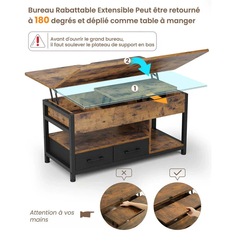 3‑in‑1 Lift‑Top Coffee Table with Storage Shelf