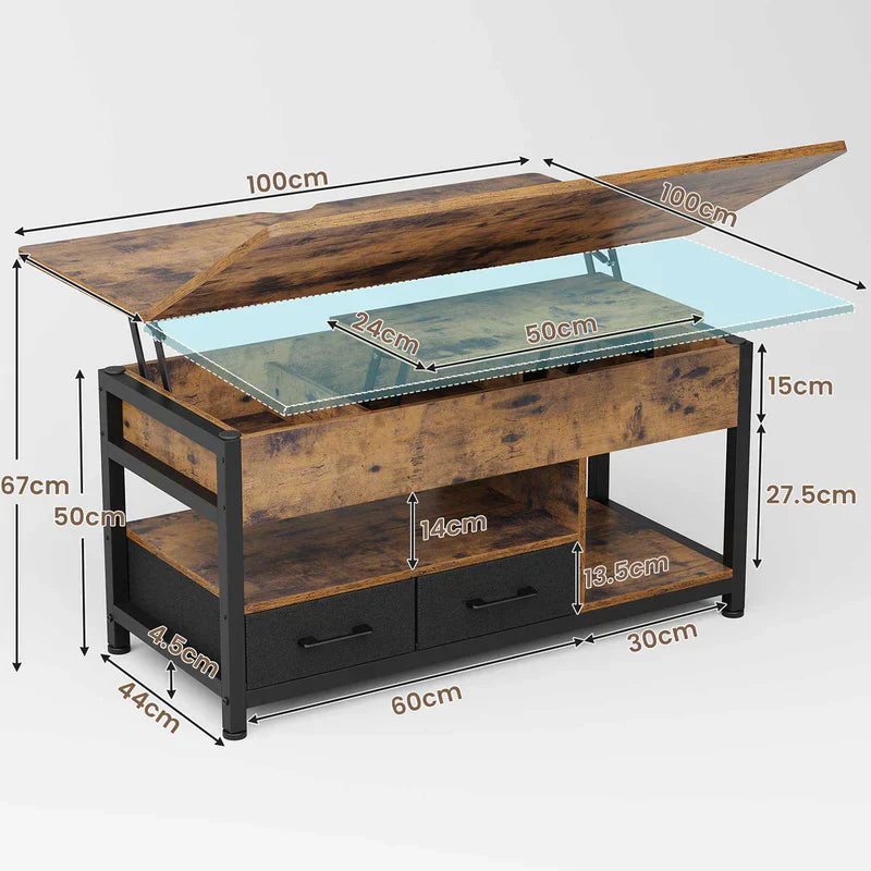 3‑in‑1 Lift‑Top Coffee Table with Storage Shelf