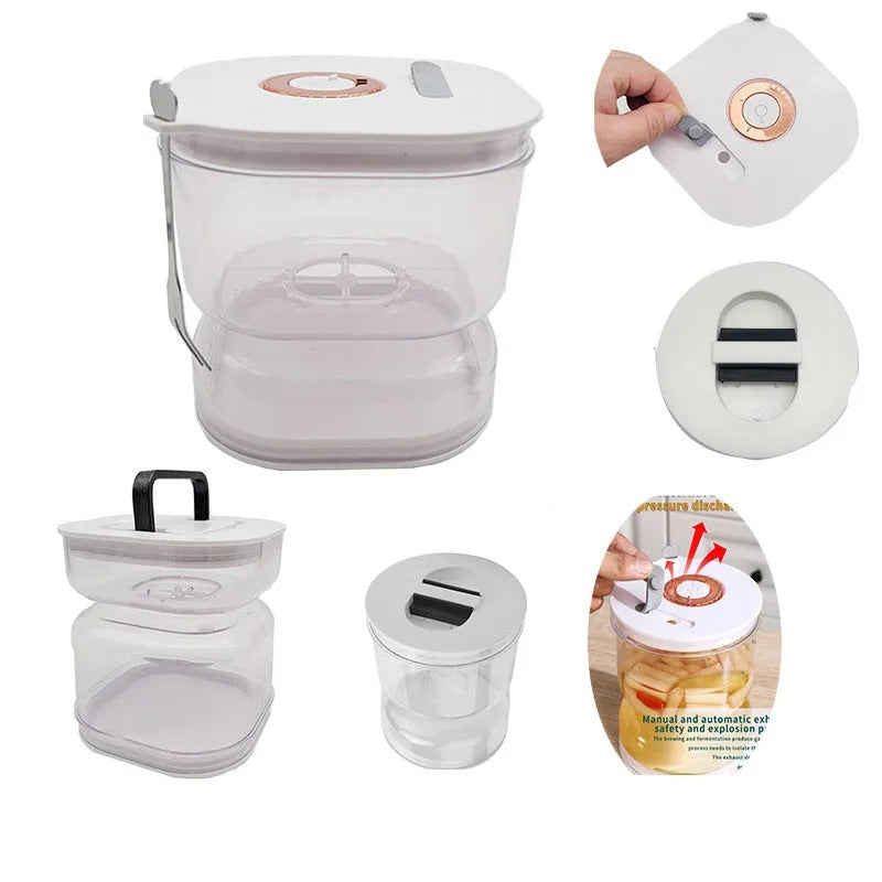 GeBe Sealed Pickle Jar With exhaust valve and timeline