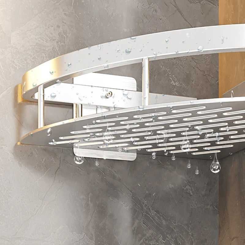 No-Drill Corner Bathroom shelf