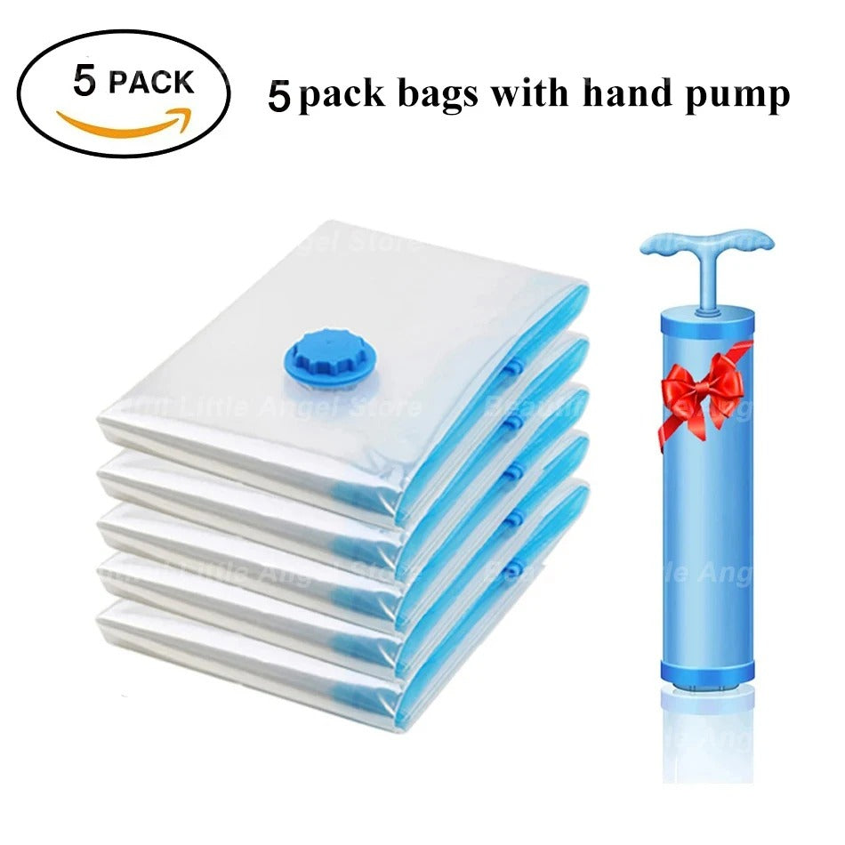 Set of 5 Vacuum Sealer Bags with Hand Pump
