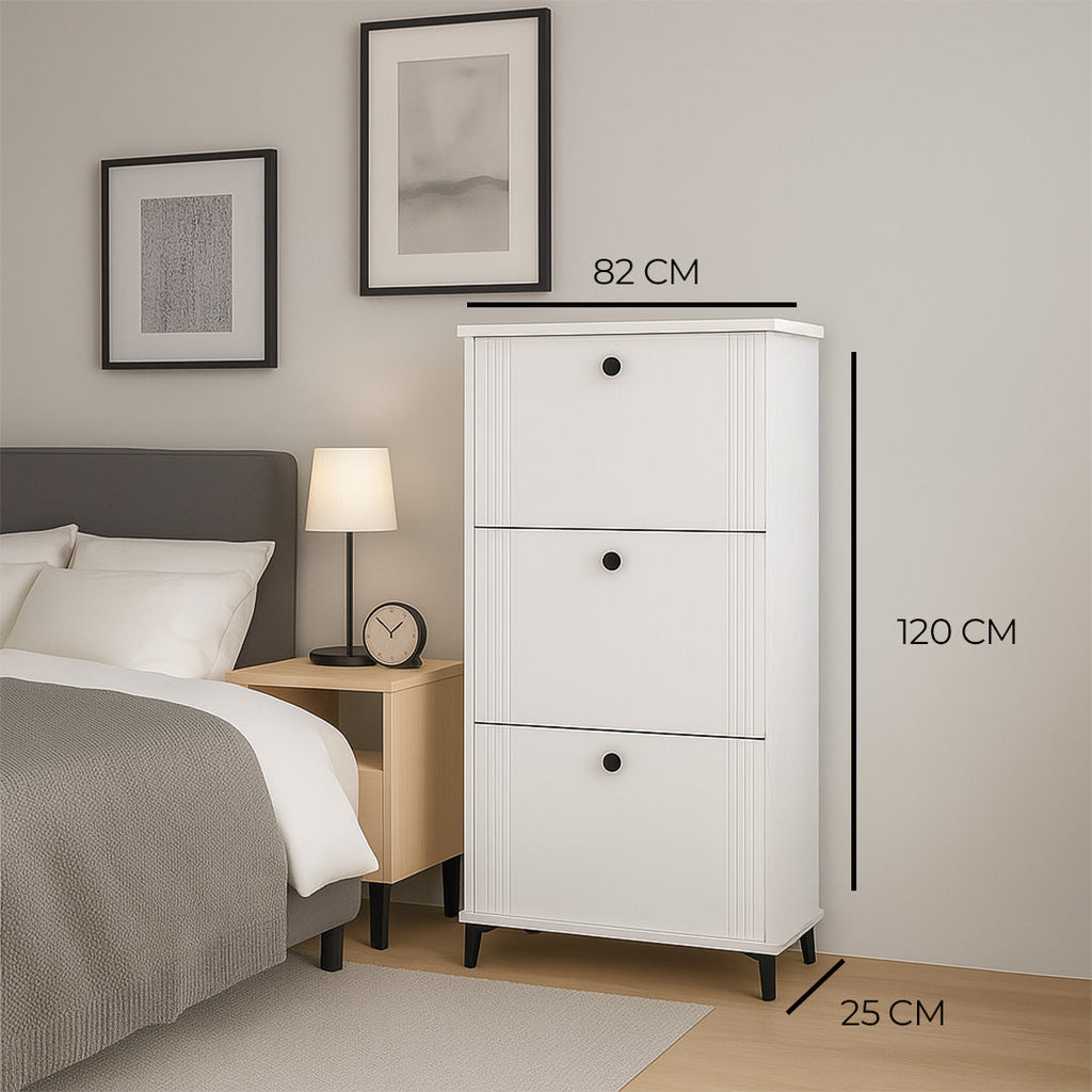 Modern Triple Drop-Down Shoe Cabinet