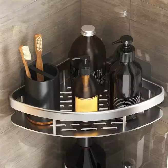 No-Drill Corner Bathroom shelf